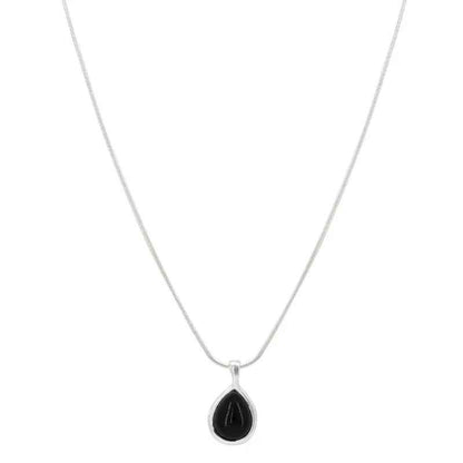 Black Zircon Water Drop Snake Chain Necklace