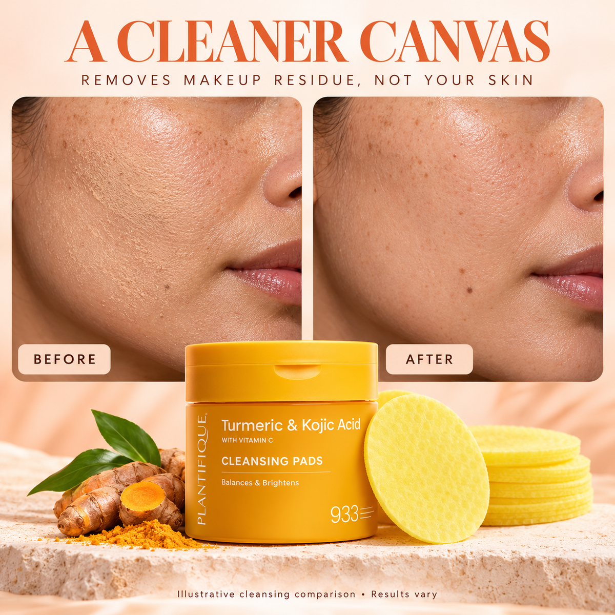 Luxury Turmeric & Kojic Acid Brightening Cleansing Pads with Vitamin C (m)