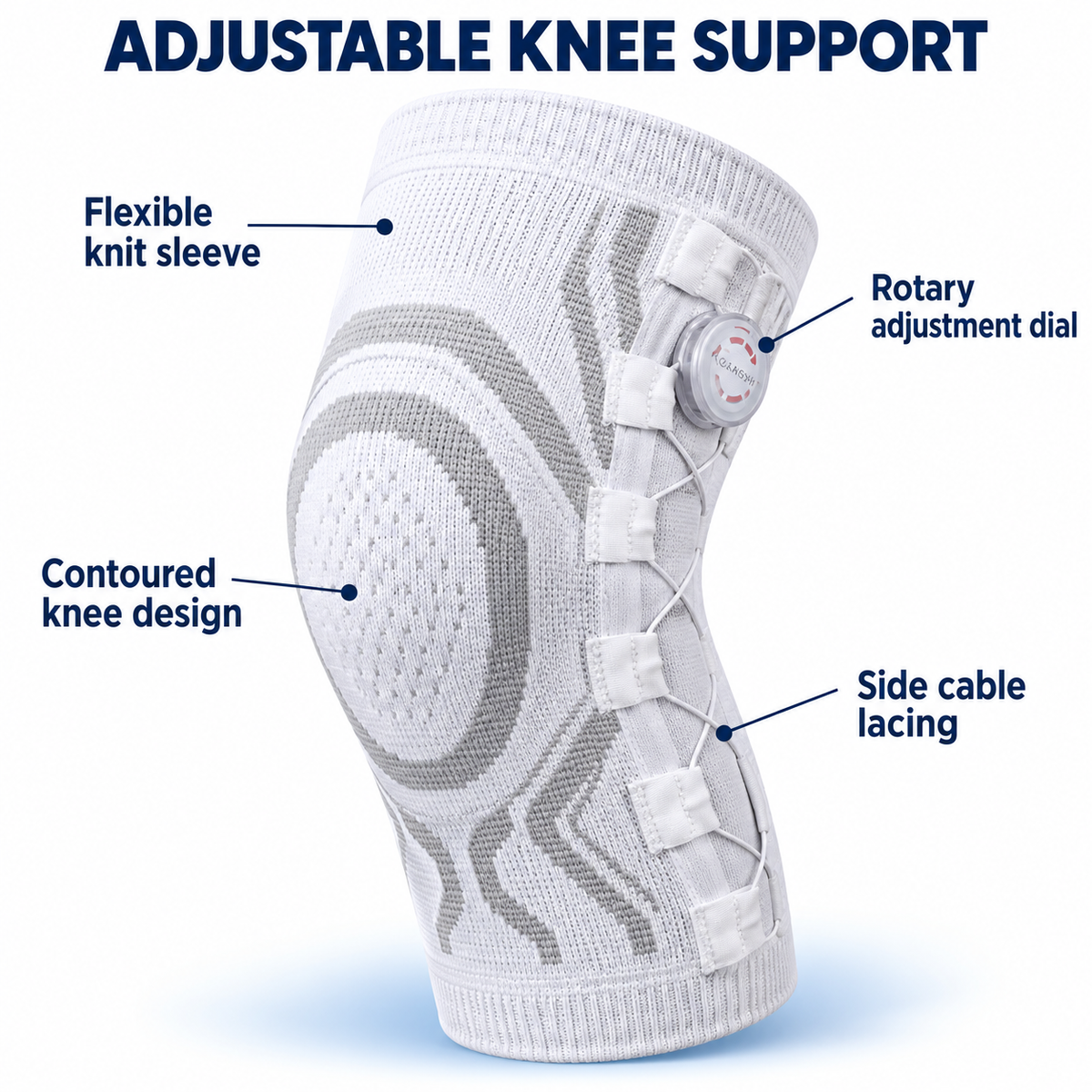 Premium Adjustable Knee Support Brace with Compression Dial (m)