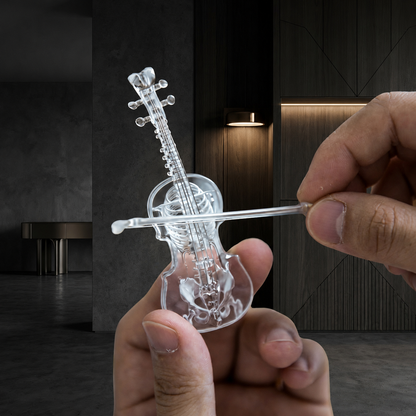Crystal Miniature Violin Ornament Set