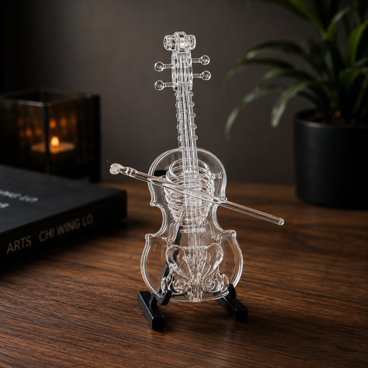 Crystal Miniature Violin Ornament Set