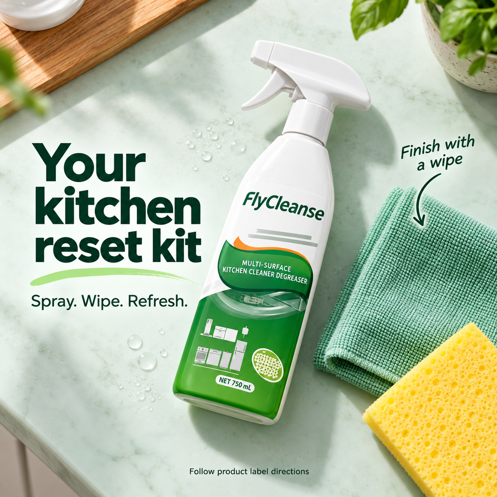 Powerful FlyCleanse Kitchen Degreaser Spray (m)