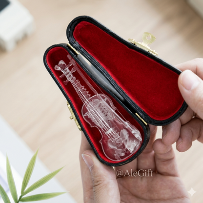 Crystal Miniature Violin Ornament Set
