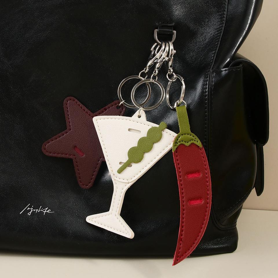 Funky Shapes Leather Keychain