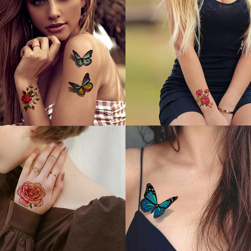 Flower Butterfly Temporary Tattoo Sticker