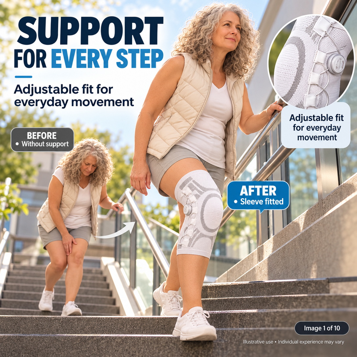 Premium Adjustable Knee Support Brace with Compression Dial (m)