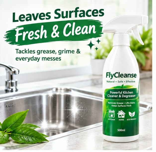 FlyCleanse™ Kitchen Surface Cleaner & Degreaser – 500ml