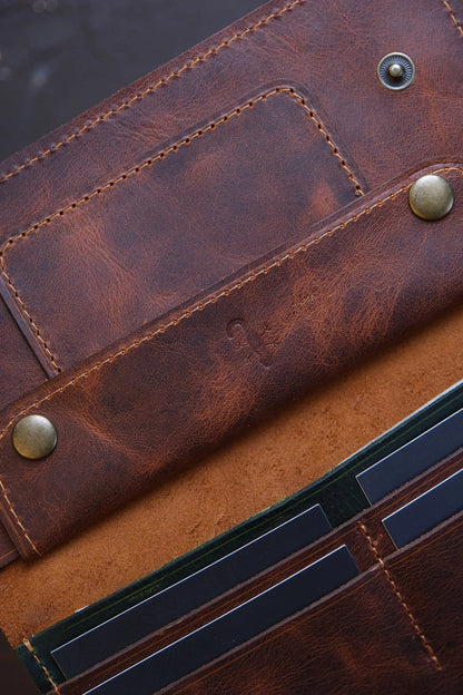 Leather Wallet with Phone Pocket
