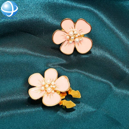 Cute Peach Blossom Clip Over Button for Women DIY Shirt