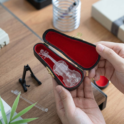 Crystal Miniature Violin Ornament Set