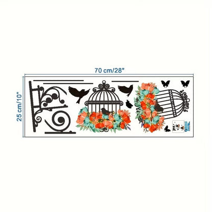 Bird Floral Cage Wall Sticker