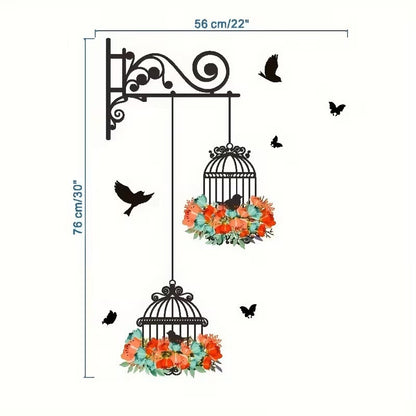 Bird Floral Cage Wall Sticker