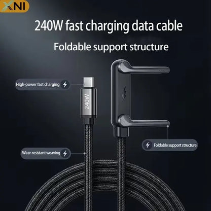 2 In 1 Type C Fast Charging Cable+Mobile Stand (240W)