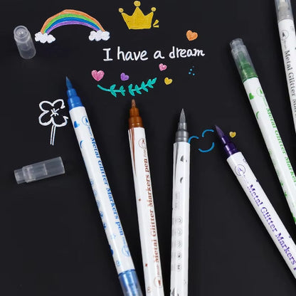 GlamGlitz Dual-Tip Nail Art Glitter Pen Set